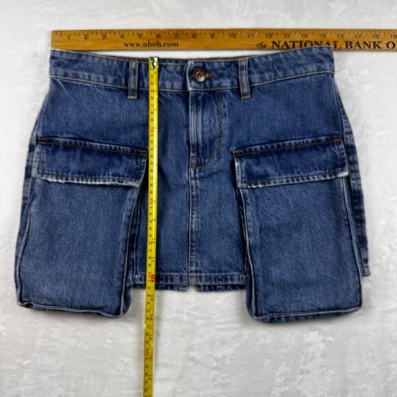 3x1 N.Y.C. Womens Celine Cargo Denim Mini Skirt Size 24 Made In Italy - Picture 7 of 8